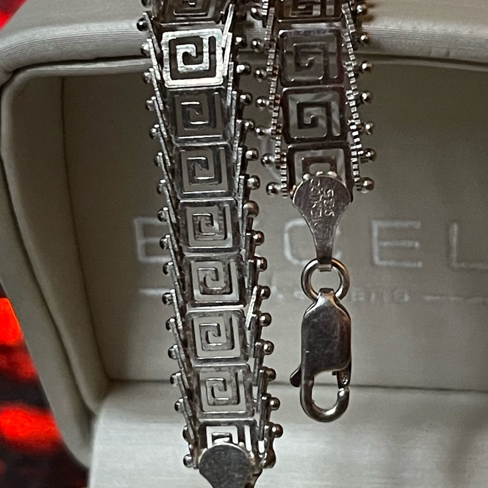 VTG 925 Mexico Silver Greek Key Bracelet - Picture 6 of 10